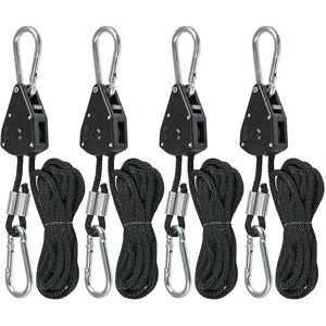 Alwaysh - Lanyard Lifting Metal Pulley Awning Tent Rope Tensioner (2 Pair Black)- Alwaysh - Lanyard Lifting Metal Pulley Awning Tent Rope Tensioner (2 Pair Black)-
