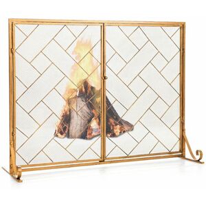 Costway - Large Flat 2 Doors Fireplace Screen Gate Large Spark Fire Guard Mesh Protector Costway - Large Flat 2 Doors Fireplace Screen Gate Large Spark Fire Guard Mesh Protector