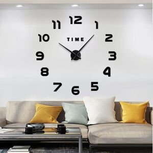AOUGO Large Modern Frameless Mute Wall Clock with 3D Metal Mirror for Living Room, Kitchen, Home, Office, Bedroom, School Decoration (Black) AOUGO Large Modern Frameless Mute Wall Clock with 3D Metal Mirror for Living Room, Kitchen, Home, Office, Bedroom, School Decoration (Black)