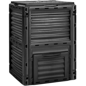 Costway - Large Outdoor Compost Bin 300L for Kitchen Waste & Garden Scraps-Black Costway - Large Outdoor Compost Bin 300L for Kitchen Waste & Garden Scraps-Black