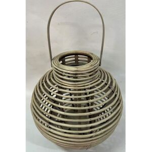 Large Round Willow Lantern with Glass Holder - Wicker - L36 x W36 x H35 cm Large Round Willow Lantern with Glass Holder - Wicker - L36 x W36 x H35 cm