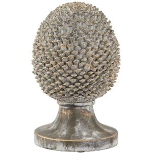 Large Stone Effect Pinecone Ornament with Gold Accents - Ceramic - L22 x W22 x H35 cm - Grey Large Stone Effect Pinecone Ornament with Gold Accents - Ceramic - L22 x W22 x H35 cm - Grey