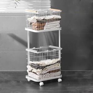 ANPVIZ Laundry basket, 2-tier laundry basket with lockable metal wheels, storage cart, shelf basket, clothes storage cart, shelf with removable laundry ANPVIZ Laundry basket, 2-tier laundry basket with lockable metal wheels, storage cart, shelf basket, clothes storage cart, shelf with removable laundry