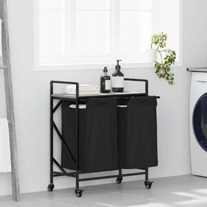 Laundry Basket 2 Compartments with Wheels Grey Sonoma Vidaxl Laundry Basket 2 Compartments with Wheels Grey Sonoma Vidaxl