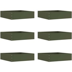 Lawn Edging 6 pcs Olive Green 50 x 50 x 13 cm Steel vidaXL Lawn Edging 6 pcs Olive Green 50 x 50 x 13 cm Steel vidaXL