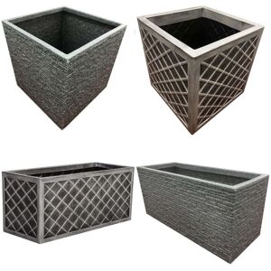 STORM TRADING GROUP 2 x Lazio Trough Large Garden Flower Planters In Pewter Grey STORM TRADING GROUP 2 x Lazio Trough Large Garden Flower Planters In Pewter Grey