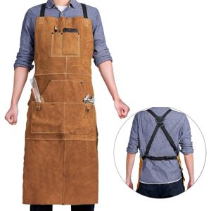 ANPVIZ Leather welder's apron with 6 tool pockets, heat and flame resistant, 61 x 106 cm, adjustable from M to XXXL ANPVIZ Leather welder's apron with 6 tool pockets, heat and flame resistant, 61 x 106 cm, adjustable from M to XXXL