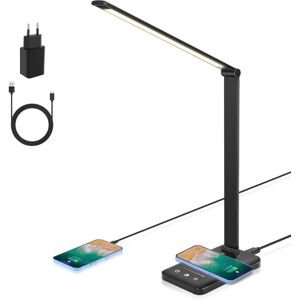 WOIYIC LED Desk Lamp, Dimmable Table Lamp with Wireless Charging, 7.5W and USB Charging Port, Reading Lamp for Eye Protection, 5 Brightness Levels, 5 Colors WOIYIC LED Desk Lamp, Dimmable Table Lamp with Wireless Charging, 7.5W and USB Charging Port, Reading Lamp for Eye Protection, 5 Brightness Levels, 5 Colors