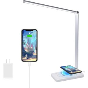Readcly - led Desk Lamp with Wireless Charger, Dimmable Desk Lamps 10 Brightness Levels 5 Color Modes, Bedside Lamp with usb Port and Timer Function, Readcly - led Desk Lamp with Wireless Charger, Dimmable Desk Lamps 10 Brightness Levels 5 Color Modes, Bedside Lamp with usb Port and Timer Function,