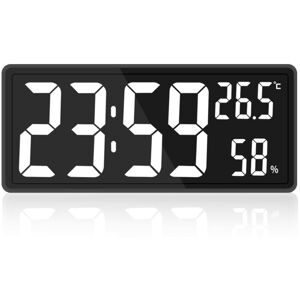 TLILY LED Digital Wall Clock, Large Digits Display,Indoor Temperature&Humidity,for Farmhouse, Home,Classroom,Office White TLILY LED Digital Wall Clock, Large Digits Display,Indoor Temperature&Humidity,for Farmhouse, Home,Classroom,Office White