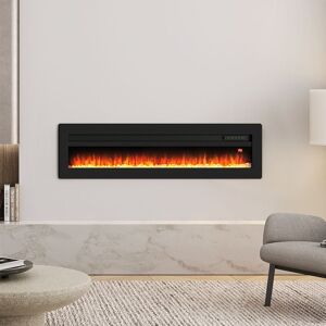 Livingandhome - 50 inch led Electric Wall Fireplace 9 Flame Colours with Freestanding Leg, Black Livingandhome - 50 inch led Electric Wall Fireplace 9 Flame Colours with Freestanding Leg, Black