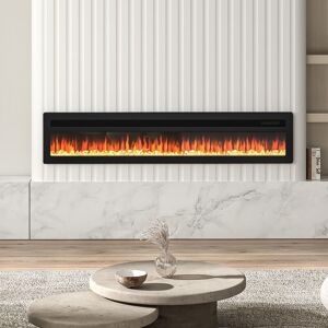 Livingandhome - led Electric Wall Fireplace 9 Flame Colours with Freestanding Leg, Black 70inch Livingandhome - led Electric Wall Fireplace 9 Flame Colours with Freestanding Leg, Black 70inch