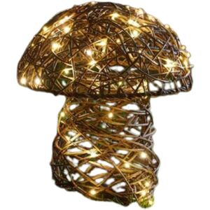 MARCO PAUL LED Faux Rattan Mushroom 21x20cm Rustic Autumn Home & Garden Decoration Battery Operated Warm White Lights MARCO PAUL LED Faux Rattan Mushroom 21x20cm Rustic Autumn Home & Garden Decoration Battery Operated Warm White Lights