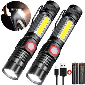 WAY 3 in 1 Flashlight, USB Rechargeable LED Torch, Magnet Zoom 4 Modes Waterproof COB Work Light (2 Pack) WAY 3 in 1 Flashlight, USB Rechargeable LED Torch, Magnet Zoom 4 Modes Waterproof COB Work Light (2 Pack)