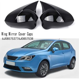 TLILY Left&Right Gloss Black Wing Mirror Cover Caps for Seat Ibiza 6J MK4 2008-2017 Rear View Mirror Cover TLILY Left&Right Gloss Black Wing Mirror Cover Caps for Seat Ibiza 6J MK4 2008-2017 Rear View Mirror Cover