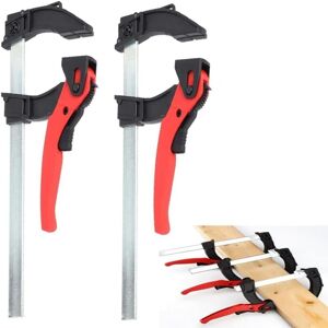 SANS MARQUE Lever clamp, table clamp, guide rail clamp, 2 pieces, all-steel with lever handle, 300mm capacity and 90mm, quick-release mechanism, one-second SANS MARQUE Lever clamp, table clamp, guide rail clamp, 2 pieces, all-steel with lever handle, 300mm capacity and 90mm, quick-release mechanism, one-second