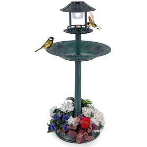 Costway - Lightweight Outdoor Solar Lighted Bird Bath 3-in-1 Pedestal Bird Feeder Costway - Lightweight Outdoor Solar Lighted Bird Bath 3-in-1 Pedestal Bird Feeder