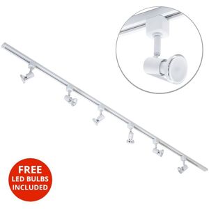 Litecraft - 2M Kitchen Track Light With 6 Harlem Fixture & led Bulbs - White Litecraft - 2M Kitchen Track Light With 6 Harlem Fixture & led Bulbs - White