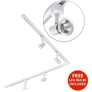 Litecraft - 2M l Shape Track Light With 4 Harlem Fixture & led Bulbs - White Litecraft - 2M l Shape Track Light With 4 Harlem Fixture & led Bulbs - White
