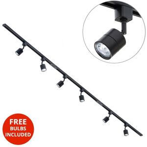 Litecraft - 3 Metre Kitchen Track Light With 6 Soho Fixture & led Bulbs - Black Litecraft - 3 Metre Kitchen Track Light With 6 Soho Fixture & led Bulbs - Black