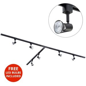 Litecraft - 3 Metre t Shape Track Light With 6 Harlem Fixture & led Bulbs - Black Litecraft - 3 Metre t Shape Track Light With 6 Harlem Fixture & led Bulbs - Black