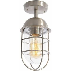 Litecraft Cari Ceiling Light Outdoor Cage Lantern IP44 Fitting - Stainless Steel Litecraft Cari Ceiling Light Outdoor Cage Lantern IP44 Fitting - Stainless Steel
