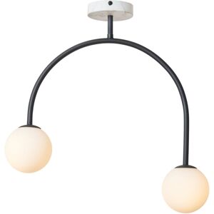 Litecraft Darl Ceiling Light Semi Flush 2 Arm With Opal Glass Shades - Black Litecraft Darl Ceiling Light Semi Flush 2 Arm With Opal Glass Shades - Black