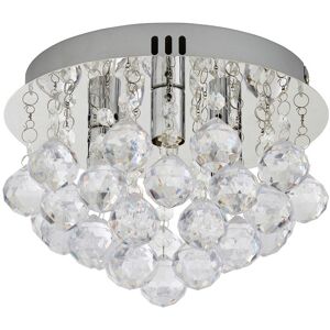 Litecraft - Elsa Ceiling Light Flush With Crystal Effect Pendants - Chrome Litecraft - Elsa Ceiling Light Flush With Crystal Effect Pendants - Chrome