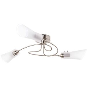 Litecraft - Fiji Ceiling Light Semi Flush 3 Arm With Glass Shades - Brushed Chrome Litecraft - Fiji Ceiling Light Semi Flush 3 Arm With Glass Shades - Brushed Chrome