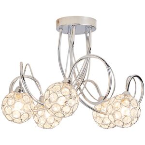 Litecraft - Gem Ball 5 Light Crystal Effect Ball Flush Ceiling Light G9 - Chrome Litecraft - Gem Ball 5 Light Crystal Effect Ball Flush Ceiling Light G9 - Chrome