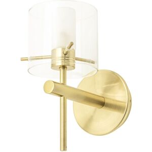 Litecraft - Lincoln Wall Light Bathroom 1 Arm With Clear Shade - Satin Brass Litecraft - Lincoln Wall Light Bathroom 1 Arm With Clear Shade - Satin Brass