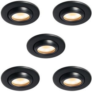 Litecraft Marlowe Fire Rated Tiltable Round IP65 Rated Recessed Downlights in Black - Pack of 5 Litecraft Marlowe Fire Rated Tiltable Round IP65 Rated Recessed Downlights in Black - Pack of 5