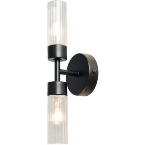 Litecraft - Mavis Wall Light Bathroom IP44 Rated 2 Arm - Matte Black, Clear Litecraft - Mavis Wall Light Bathroom IP44 Rated 2 Arm - Matte Black, Clear