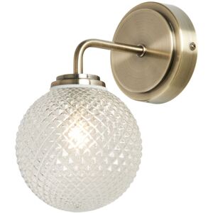 Litecraft - Merrilyn Wall Light Bathroom IP44 Rated 1 Arm - Antique Brass, Clear Litecraft - Merrilyn Wall Light Bathroom IP44 Rated 1 Arm - Antique Brass, Clear