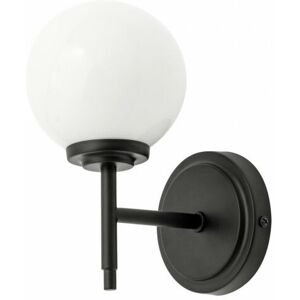 Litecraft - Preston Wall Light Bathroom 1 Arm With Glass Globe Shade - Matte Black Litecraft - Preston Wall Light Bathroom 1 Arm With Glass Globe Shade - Matte Black