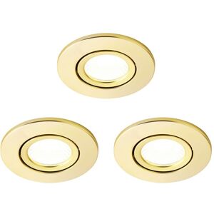 Litecraft - Recessed Downlights Fire Rated Tiltable led Spotlight in Satin Brass - 3 Pack Litecraft - Recessed Downlights Fire Rated Tiltable led Spotlight in Satin Brass - 3 Pack