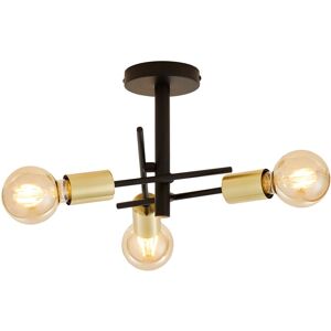 Litecraft - Sparro Ceiling Light Semi Flush Industrial Style 3 Arm - Black, Brass Litecraft - Sparro Ceiling Light Semi Flush Industrial Style 3 Arm - Black, Brass