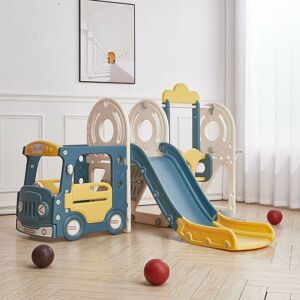 Livingandhome - Blue Yellow 3 in 1 Kids Toddler Swing and Slide Playset Livingandhome - Blue Yellow 3 in 1 Kids Toddler Swing and Slide Playset