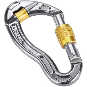 MEMKEY Carabiner hook with screw cap, 25 kN, twist lock and robust, for climbing, abseiling, mountaineering, yellow MEMKEY Carabiner hook with screw cap, 25 kN, twist lock and robust, for climbing, abseiling, mountaineering, yellow