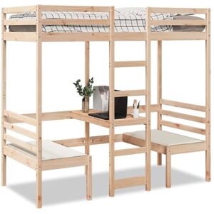 Loft Bed Frame with Desk and Chairs 80x200cm Solid Wood Pine Vidaxl Loft Bed Frame with Desk and Chairs 80x200cm Solid Wood Pine Vidaxl