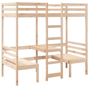 Loft Bed Frame with Desk and Chairs 90x200cm Solid Wood Pine Vidaxl Loft Bed Frame with Desk and Chairs 90x200cm Solid Wood Pine Vidaxl