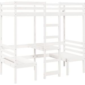 Loft Bed Frame with Desk and Chairs White 90x190cm Solid Wood Pine Vidaxl Loft Bed Frame with Desk and Chairs White 90x190cm Solid Wood Pine Vidaxl