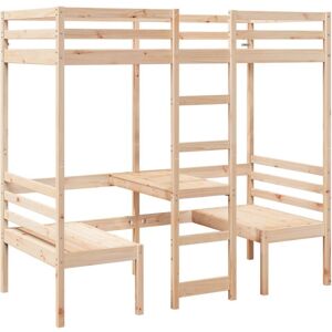 Loft Bed Frame with Desk and Chairs 90x190cm Solid Wood Pine Vidaxl Loft Bed Frame with Desk and Chairs 90x190cm Solid Wood Pine Vidaxl