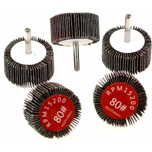 Trimec - Lot de 5 disques abrasifs à lamelles Grain 80 Diamètre 50 mm Tige 6 mm pour perceuse Trimec - Lot de 5 disques abrasifs à lamelles Grain 80 Diamètre 50 mm Tige 6 mm pour perceuse