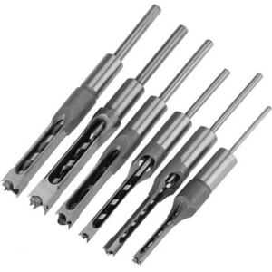 MEMKEY Set of 6 Square Hole Drill Bits, Steel Hollow Chisel, Carpenter Tool Set for Square Hole Saw, Wood Drill, Square Hole Drill, Hole Drill, Mortise MEMKEY Set of 6 Square Hole Drill Bits, Steel Hollow Chisel, Carpenter Tool Set for Square Hole Saw, Wood Drill, Square Hole Drill, Hole Drill, Mortise