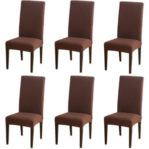 SERBIA Lot de 6 Housses extensibles pour chaises de salle à manger,brun Housse de chaise extensible de couleur unie SERBIA Lot de 6 Housses extensibles pour chaises de salle à manger,brun Housse de chaise extensible de couleur unie