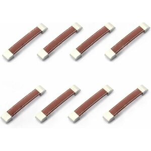 TRIMEC Lot de 8 poignées de tiroirs ou placards en métal et cuir-B TRIMEC Lot de 8 poignées de tiroirs ou placards en métal et cuir-B