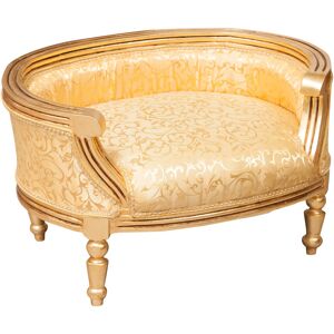 Biscottini - Louis xiv French style solid beech wood made pouf with backrest gold Biscottini - Louis xiv French style solid beech wood made pouf with backrest gold