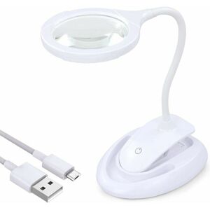 TRIMEC Loupe avec lumière, lampe grossissante 5X 10X avec support et pince, lampe grossissante de bureau rechargeable et à luminosité réglable pour la TRIMEC Loupe avec lumière, lampe grossissante 5X 10X avec support et pince, lampe grossissante de bureau rechargeable et à luminosité réglable pour la