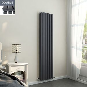 Warmehaus - 1800x410mm Anthracite Double Rectangular Panel Vertical Radiator Warmehaus - 1800x410mm Anthracite Double Rectangular Panel Vertical Radiator